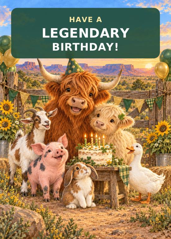 Milligan Ranch legendary birthday card