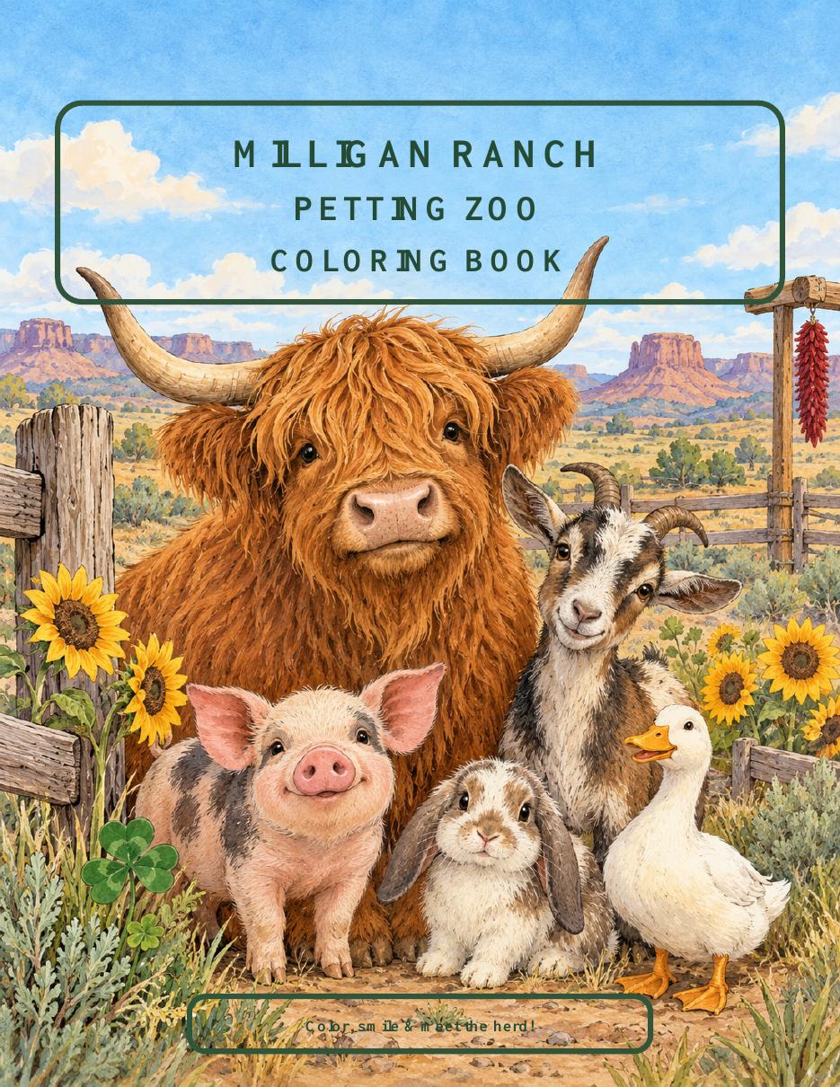 Cover of the Milligan Ranch Petting Zoo Coloring Book